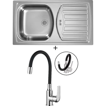 Nerezový dřez Nerezový dřez SET Alveus BASIC 150 nerez + Kuchinox ELZA BKE 761 chrom/černá