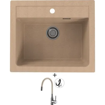 Granitový dřez Granitový dřez SET Alveus ATROX 30 beige 55 + Alveus MINTAS chrom/béžová