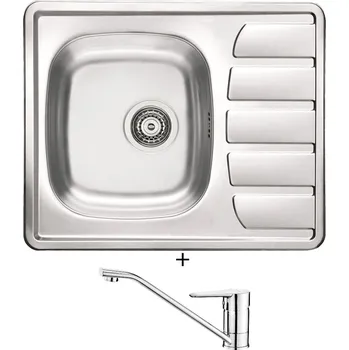 Kuchyňský dřez Nerezový dřez SET Alveus ZOOM 10 tkaná struktura + Deante CORIO BFC 060M chrom