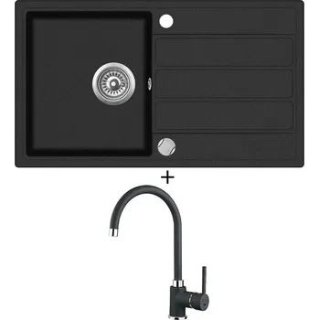 Granitový dřez SET Teka COMFOR 45 B-TQ 1B 1D černá metalická + Teka SP 995 TG černá metalická