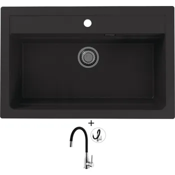 Granitový dřez Granitový dřez SET Alveus ATROX 40 black 91 + Alveus MINTAS chrom/černá