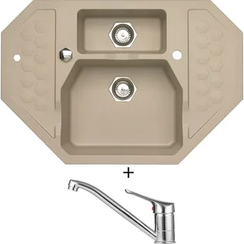 Granitový dřez Granitový dřez SET Alveus SENSUAL 60 pebble 02 + Alveus RIVIERA X chrom