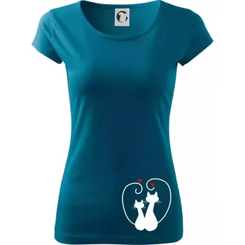 Dámské tričko Kočky - Zamilovaný pár - Dámské triko Pure - M ( Petrolejová )