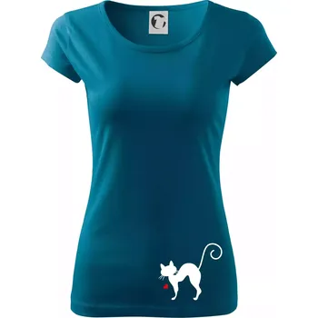 Zamilovaná kočka prohnutá - Dámské triko Pure - XS ( Petrolejová )