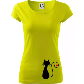 Dámské tričko Zamilovaná kočka ocásek - Dámské triko Pure - L ( Limetková )