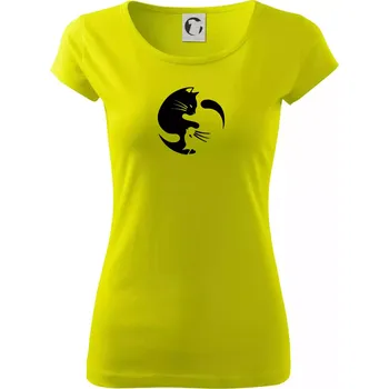 Kočka - Jin jang - Dámské triko Pure - XS ( Limetková )