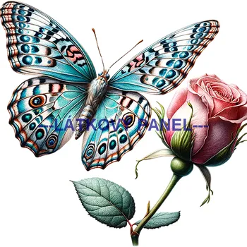 Látkový panel - Motýl na květině - MO-33 Velikost: 20x20cm, Materiál: Kočárkovina