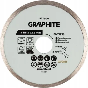 Řezný kotouč Diamantový řezací kotouč pro řezání terakoty a gresu, plný, 115 mm za mokra