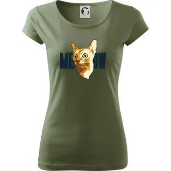 Kočka meow - Dámské triko Pure - XS ( Khaki )
