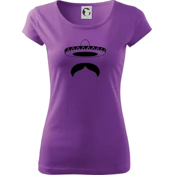 Dámské tričko Mexican Mustache - Dámské triko Pure - 2XL ( Fialová )