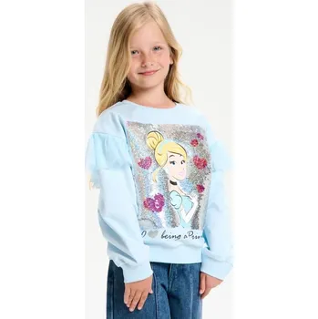 Dívčí mikina Sinsay - Mikina s flitrovou aplikací Disney Princess - světle modrá - 377DU-50X - 377DU-50X-134