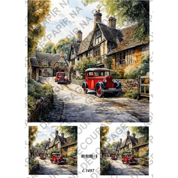 Umělecký papír Rýžový a soft papír na decoupage - Krajinka - KB01497 Materiál: Soft, Rozměr: A4