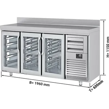 Lednice G.Gastro Barový chladicí stůl na nápoje se 3 skleněnými dveřmi a 2 šuplíky