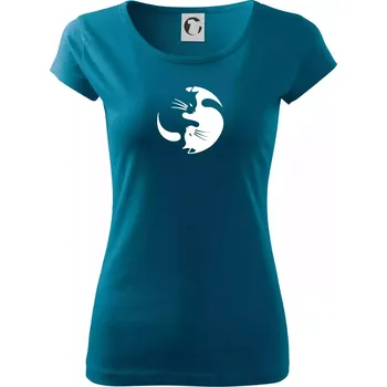 Dámské tričko Kočka - Jin jang - Dámské triko Pure - L ( Petrolejová )