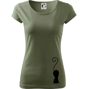 Zamilovaná kočka ležící - Dámské triko Pure - XS ( Khaki )