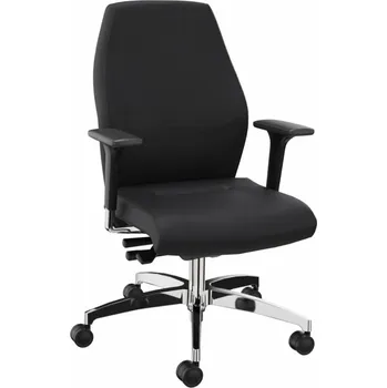 Kancelářská židle DENIOS Shape XXL, Syncro Tension, hliníková noha, krční a bederní opěrka, černá