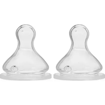 Baby Nova náhradní silikonová antikoliková kulatá savička čaj 2 ks transparentní