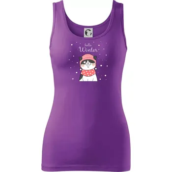 Dámské tričko Kočka v čepici s vystrčeným jazykem - Dámské tílko - 2XL ( Fialová )