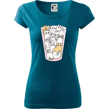 Kočky ve sklenici - Dámské triko Pure - XS ( Petrolejová )