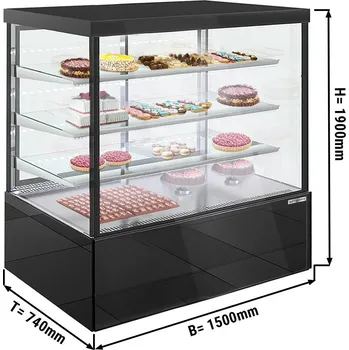 Vinotéka G.Gastro Cukrárenský pult/ chladicí vitrína - 1,5 m - 1400L - se 3 policemi (LED)