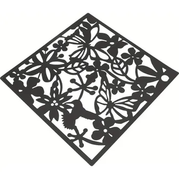 Závěsná dekorativní stěnová clona, set 12 ks - Motýli, černá