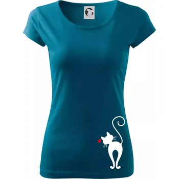 Dámské tričko Zamilovaná kočka zezadu - Dámské triko Pure - L ( Petrolejová )