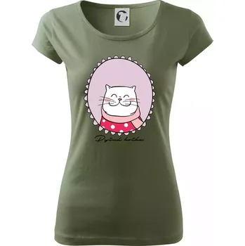 Dámské oblečení Pyšná kočka fialová - Dámské triko Pure - 2XL ( Khaki )