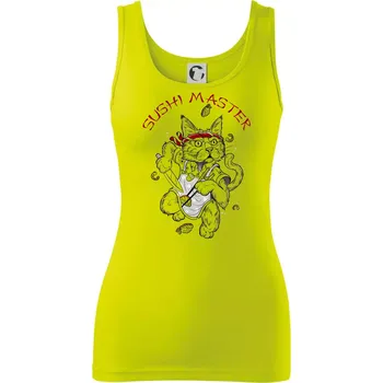 Dámské tričko Sushi master kočka - Dámské tílko - M ( Limetková )