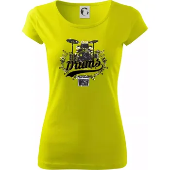 Dámské tričko Drums - kreslené bubny - Dámské triko Pure - L ( Limetková )