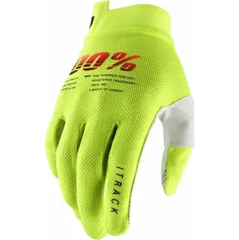 Moto rukavice RUKAVICE NA CROSS ATV ENDURO 100% ITRACK YELLOW FLUO ŽLUTÁ M