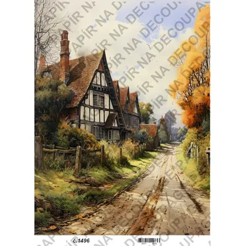 Umělecký papír Rýžový a soft papír na decoupage - Krajinka - KB01496 Materiál: Soft, Rozměr: A4