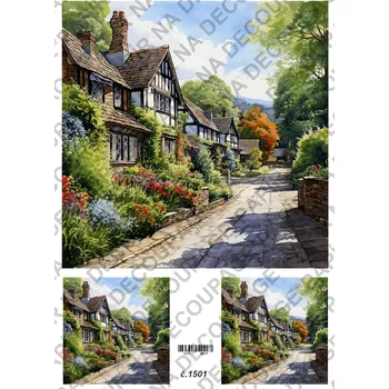 Výtvarný papír Rýžový a soft papír na decoupage - Krajinka - KB01501 Materiál: Rýžový papír, Rozměr: A4