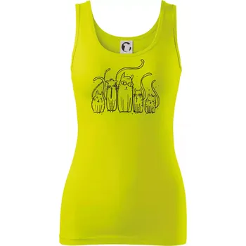 Dámské tričko Kočičí rodina - Dámské tílko - L ( Limetková )