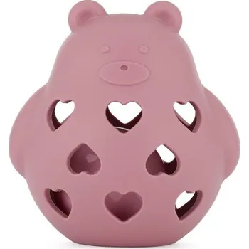 Dětské zboží PETITE&MARS Hračka silikonová s chrastítkem Bear Basil Dusty Rose 0m+
