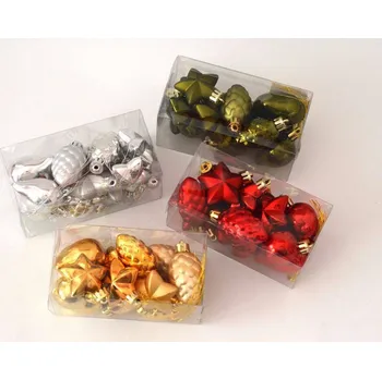 Vánoční dekorace Vánoční plastové ozdoby 12 ks - STŘÍBRNÉ