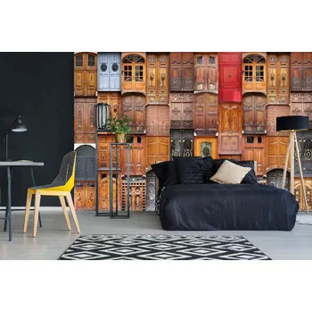 Fototapeta DIMEX | Samolepicí vliesová fototapeta na zeď Dveře z Valencie MA-5-0788 | 375 x 250 cm | vícebarevná, červená, hnědá + Samolepicí vliesová fototapeta na stěnu DIMEX Dveře z Valencie MA50788 v rozměru 375 x 250 cm