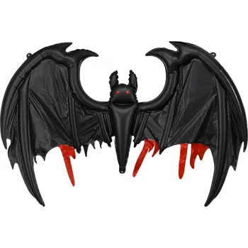 Balónek Fóliový balónek netopýr černý 120x81 cm s červenými detaily