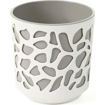 Květináč Lamela LAMELA, květináč DUET 300 mm, krém / tmavě šedá