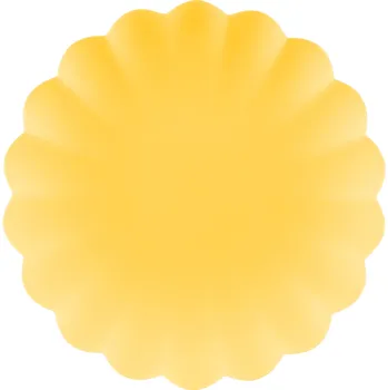 Talíř Žluté plastové talíře s vlnitým okrajem 22 cm, sada 4 ks, opakovaně použitelné