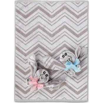 Utěrka Sleep-well Froté utěrka/ručník, bílošedý, 50x70cm, vzor cik cak