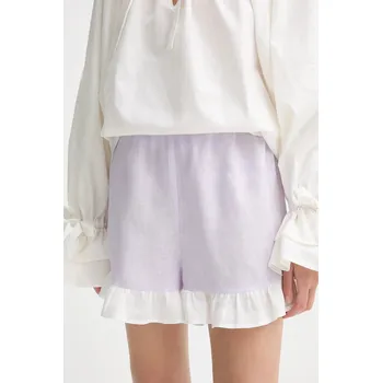 Dámské kraťasy Lněné kraťasy The Sleeper dámské, fialová barva, high waist, PFSH01P009R 04X, vel. M