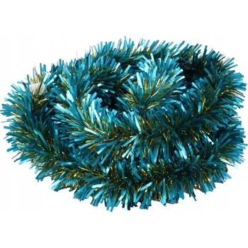 Vánoční dekorace VÁNOČNÍ ŘETĚZ na stromeček tyrkysově zlatý 3m