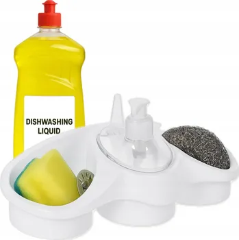 Dávkovač mýdla DÁVKOVAČ KUCHYŇSKÝ organizér tekutina na nádobí houbička drátěnka mýdlo dávkovač 26 cm