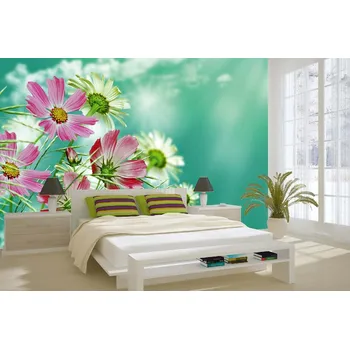 Fototapeta DIMEX | Samolepicí vliesová fototapeta na zeď Letní květy II. MA-5-1343 | 375 x 250 cm | zelená, bílá, růžová + Samolepicí vliesová fototapeta na stěnu DIMEX Letní květy II. MA51343 v rozměru 375 x 250 cm