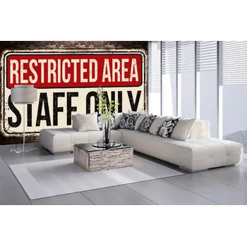 Fototapeta DIMEX | Samolepicí vliesová fototapeta na zeď Cedule - Zakázaná oblast MA-5-2058 | 375 x 250 cm | červená, černá + Samolepicí vliesová fototapeta na stěnu DIMEX Cedule - Zakázaná oblast MA52058 v rozměru 375 x 250 cm