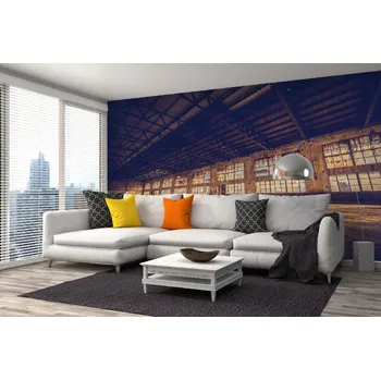 Fototapeta DIMEX | Samolepicí vliesová fototapeta na zeď Továrna na pneumatiky MA-5-0841 | 375 x 250 cm | béžová, měděná, hnědá + Samolepicí vliesová fototapeta na stěnu DIMEX Továrna na pneumatiky MA50841 v rozměru 375 x 250 cm