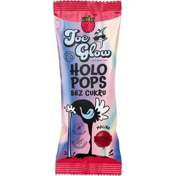 Bonbon JOE GLOW HOLOPOPS LÍZÁTKO KULIČKA BEZ PŘIDANÉHO CUKRU MALINOVÁ PŘÍCHUŤ VITAMÍN C A D 8 g