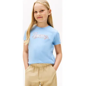 Dětské bavlněné tričko Tommy Hilfiger KG0KG08637.104.122.9BYA modrá 55X, vel. 122