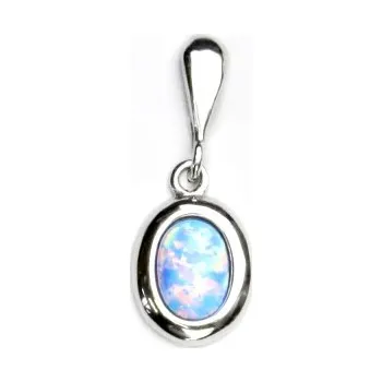 Přívěsek Zlatý přívěsek, bílé i žluté zlato, světle modrý syntetický opál - P 1354 (opál 7x5 mm)