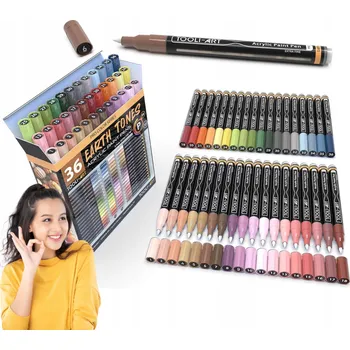 36 AKRYLOVÝCH FIXY 0,7 MM - ZEMITÉ KUSŮ , PŘESNÝ HROTA